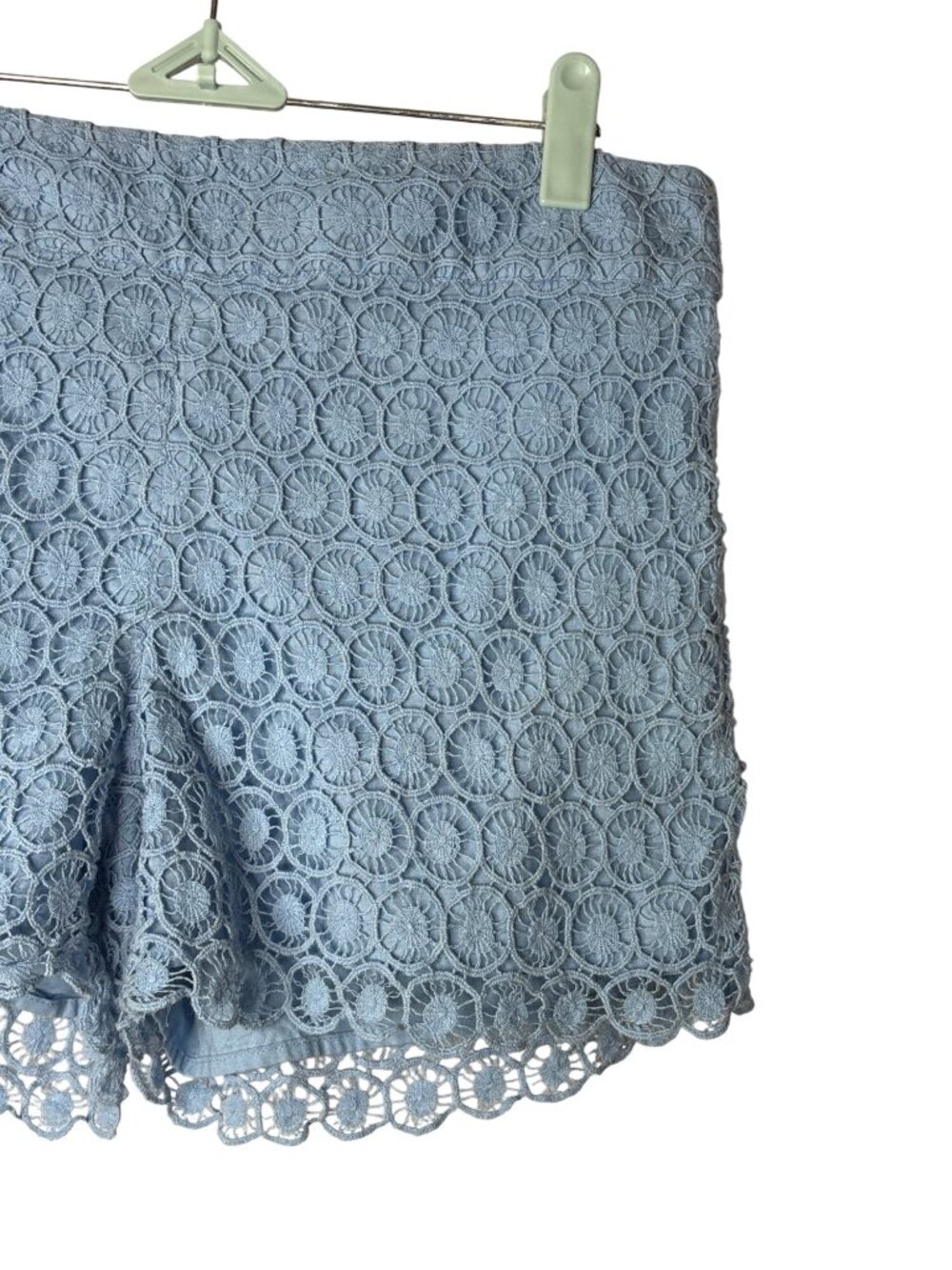 Ann Taylor LOFT Womens Shorts Size 4 Light Blue Lace Overlay Cotton - Picture 3 of 6